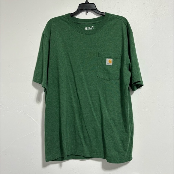 Carhartt Men's Large Loose Fit Short Sleeve T Shirt Front Pocket Green - Picture 1 of 3